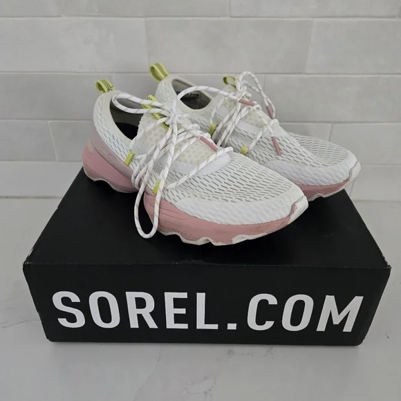 Sorel Kinetic Impact Lace-Up Chunky Sneaker White Eraser Pink Size 8 - Picture 2 of 7